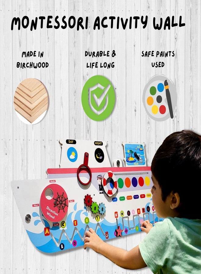 The Funny Mind 7 in 1 Activities Sea Ship Rugged Busy Board For Kids and Toddlers | Activities Wall Panel For Preschool Daycare, Creche, and Play School | Montessori Educational Sensory Toy For Babies - Image 2